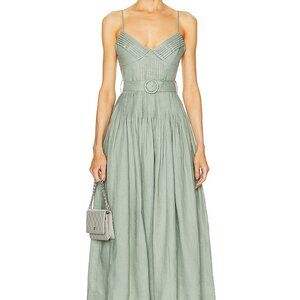 NICHOLAS Mireille Belted Pintuck Midi Dress in Pistachio Size US 8 orig $495
